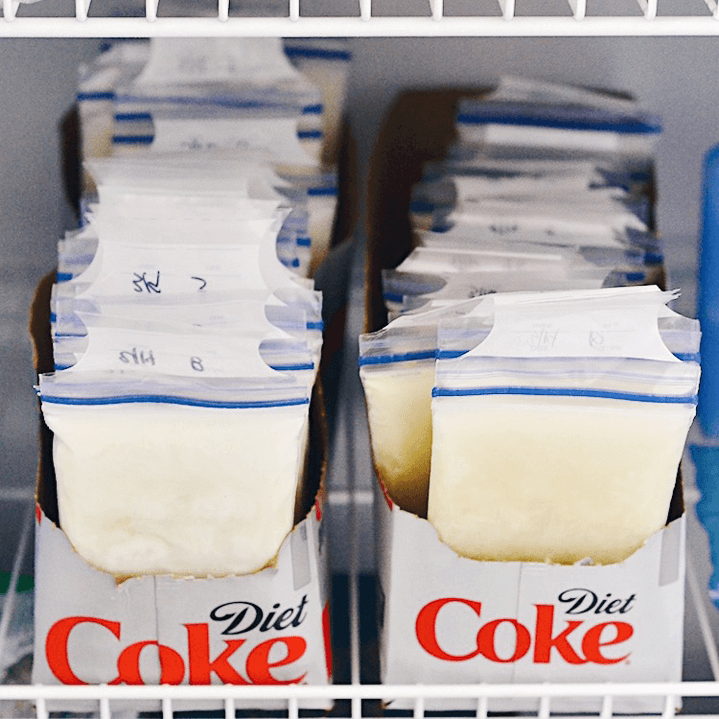 store breast milk in empty soda box