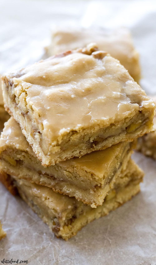 Maple glazed apple blondies
