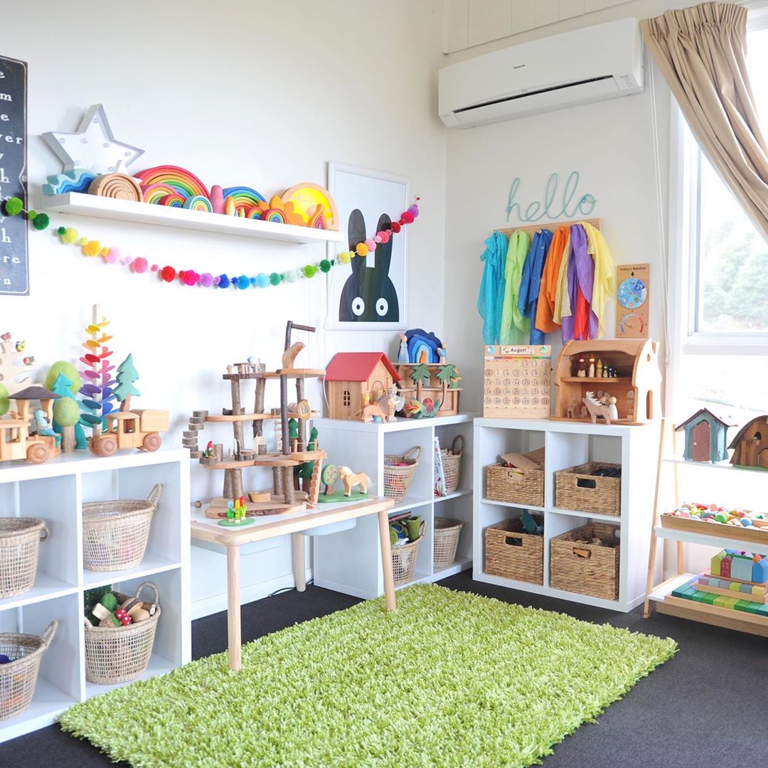 green grass carpet in playroom