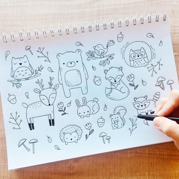 woodland animal doodles