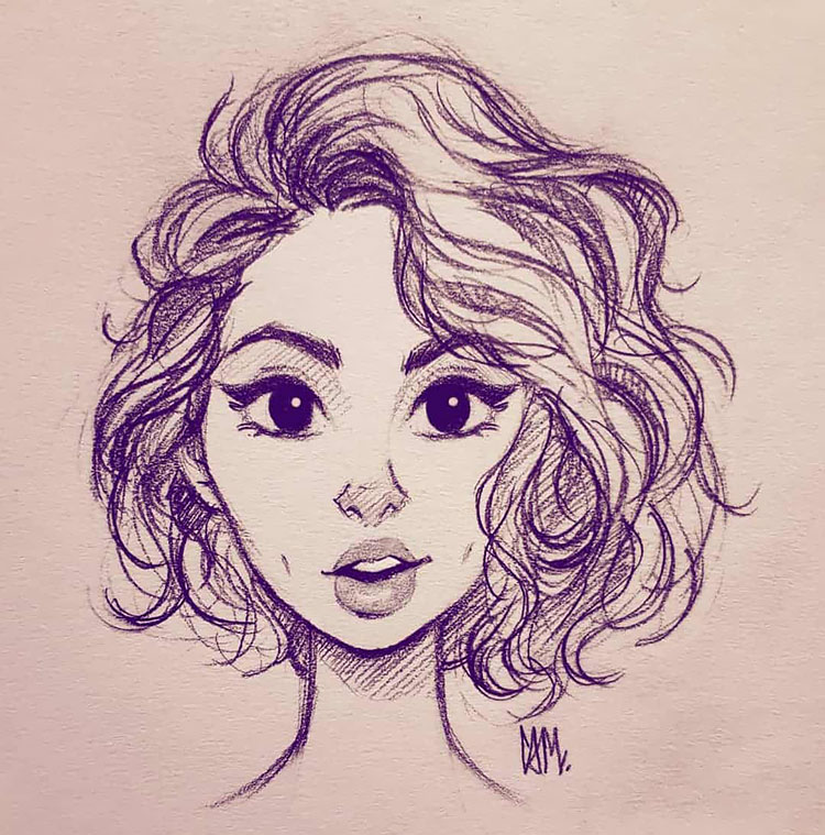 GIRL WITH SHORT WAVY HAIR