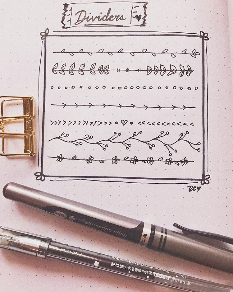 bullet journal divider options