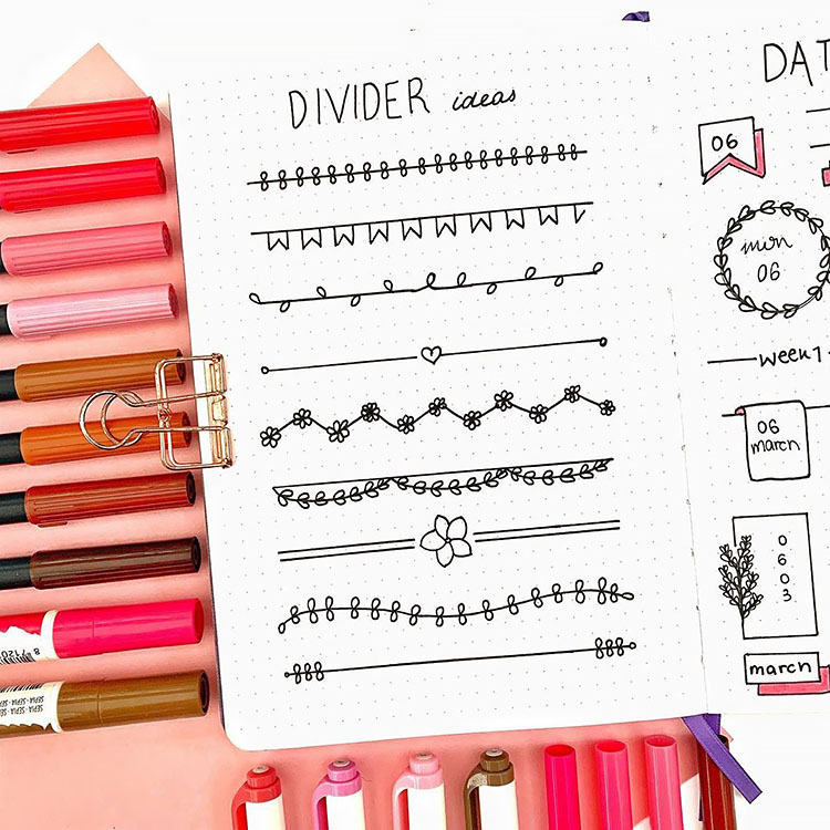 bullet journal divider ideas