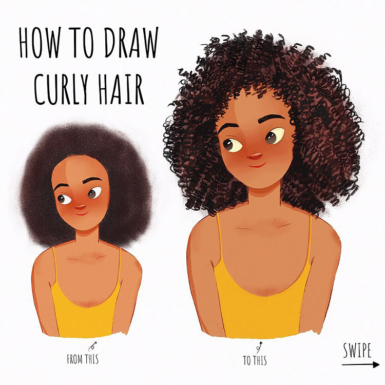 HOW TO DRAW CURLY HAIR TUTORIAL