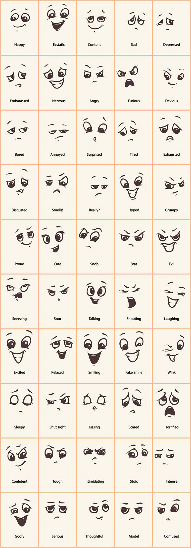 SIMPLE EYE AND MOUTH EXPRESSIONS
