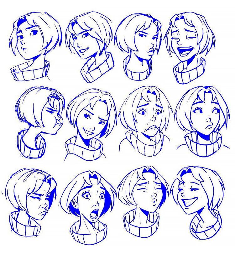 GIRL MAKING 12 FACIAL EXPRESSIONS