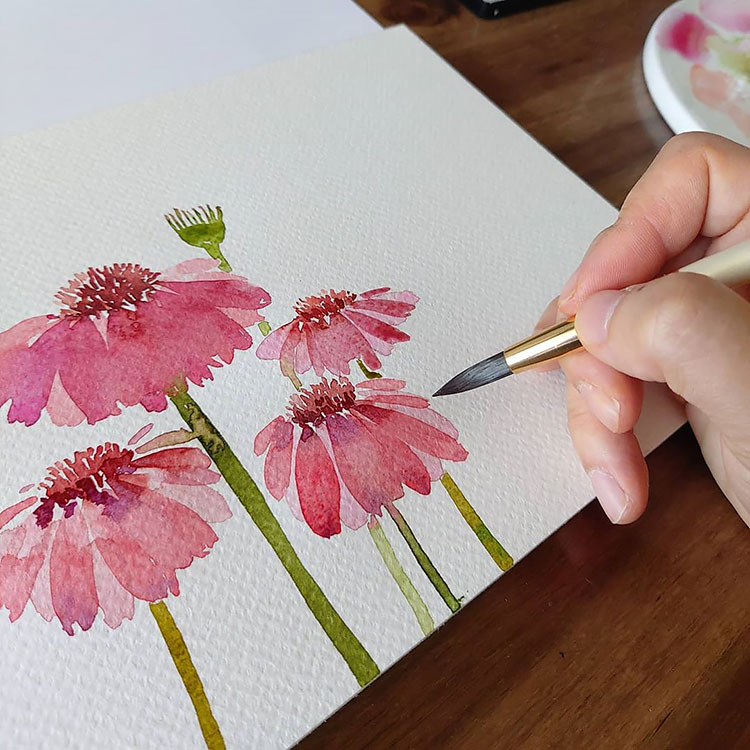 PINK AND RED WATERCOLOR FLOWERS