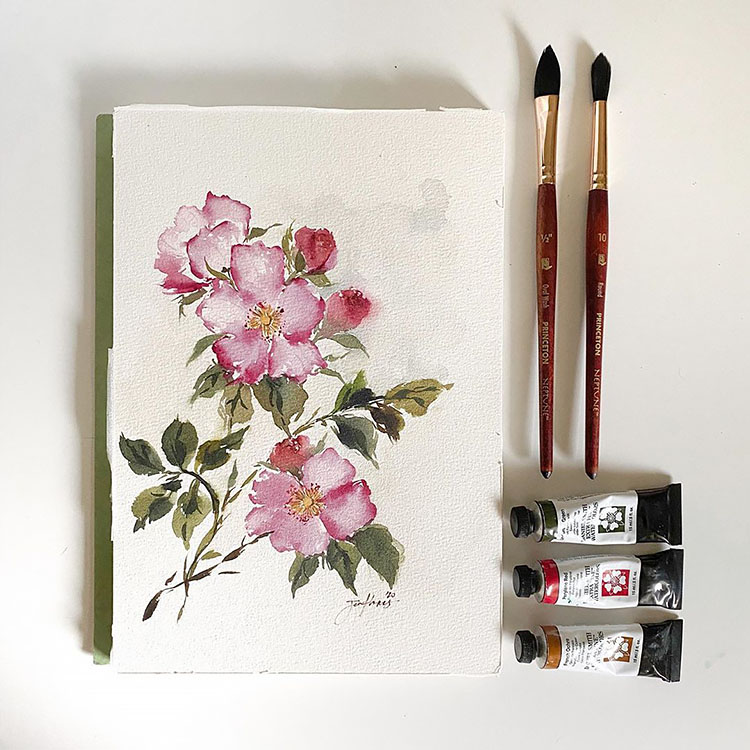 WATERCOLOR CANVAS PAINTING WITH FLOWERS