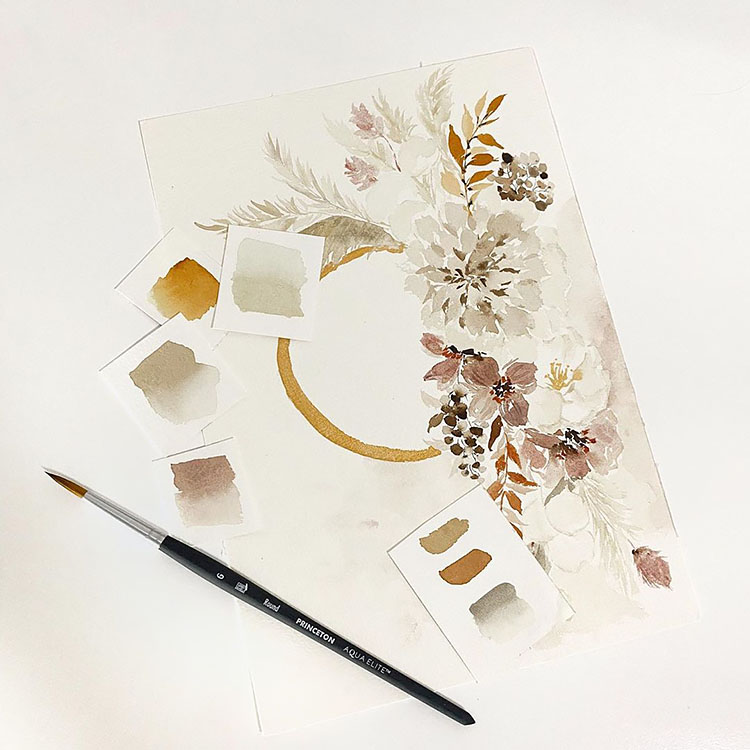 MUTED COLORS WATERCOLOR FLOWER PAINTING