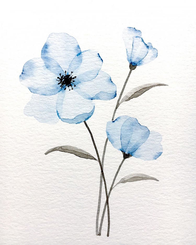 BLUE WATERCOLOR FLOWERS