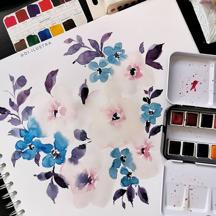 BLUE PURPLE AND PINK FLOWERS