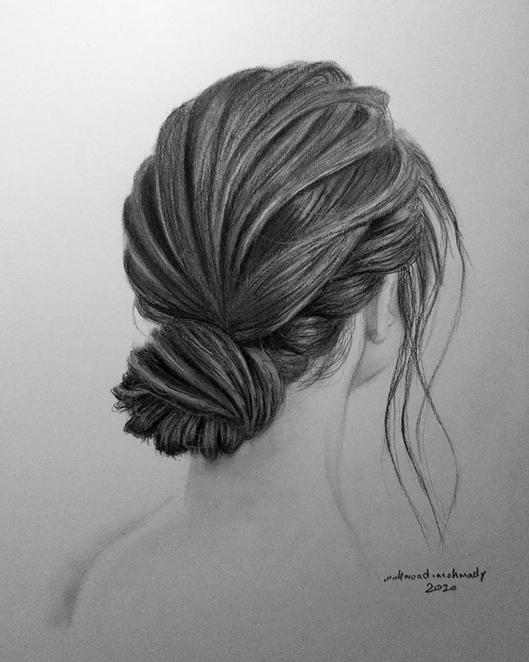 SLEEK PULLED BACK PONYTAIL DRAWING