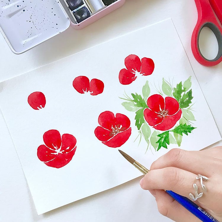 HOW TO PAINT A RED FLOWER