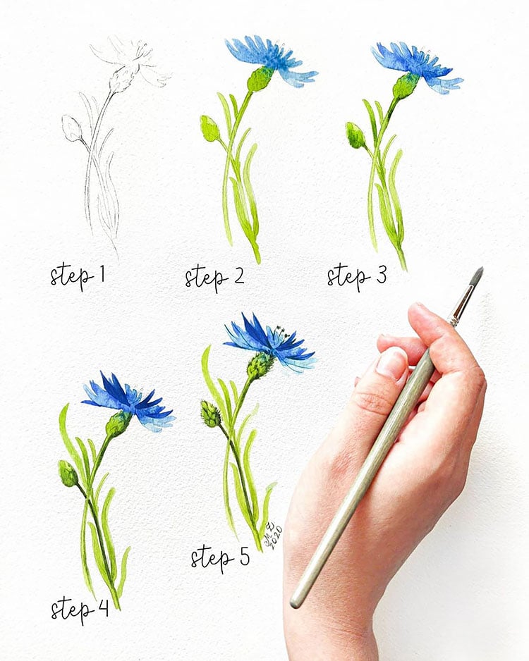 HOW TO PAINT A BLUE FLOWER