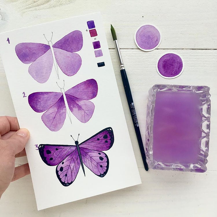 HOW TO PAINT PURPLE BUTTERFLY