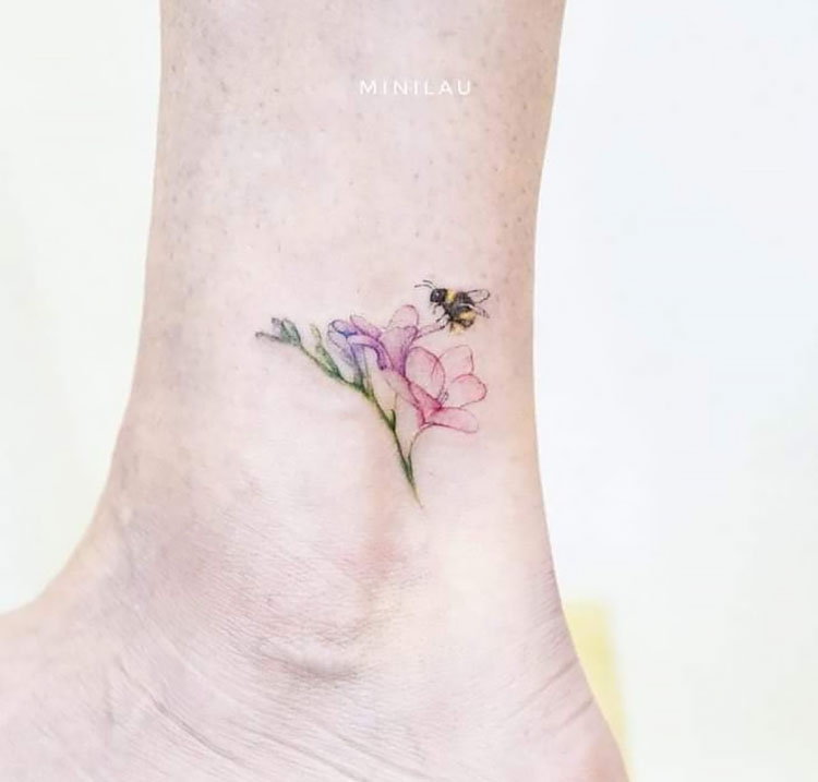 bee and flower on ankle