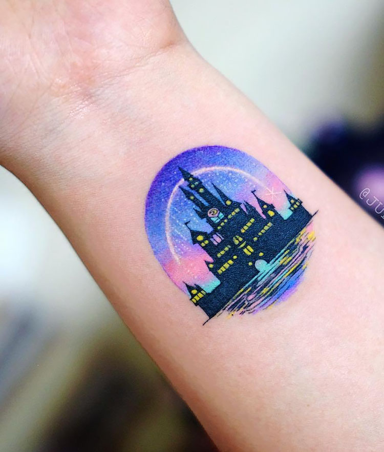 disney castle tattoo on wrist