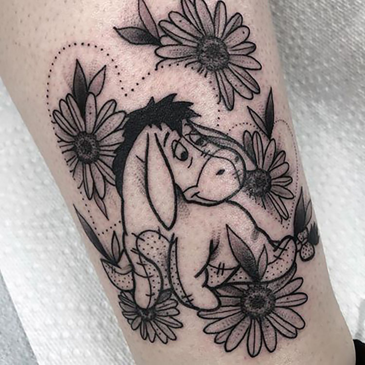 eeyore with flowers tattoo