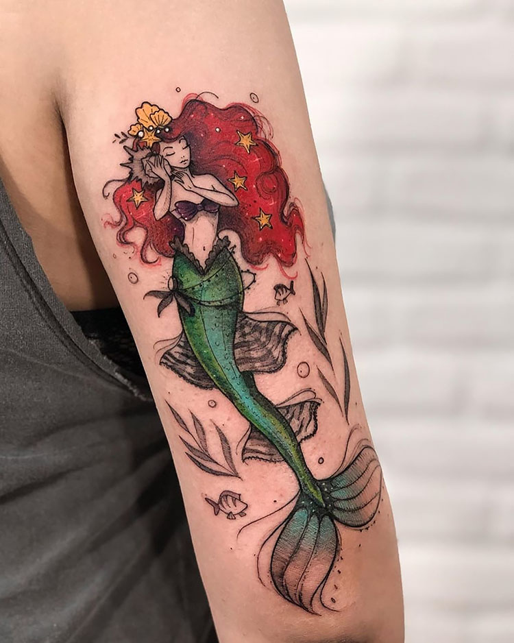 the littler mermaid arm tattoo