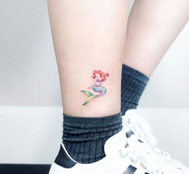 the little mermaid ankle tattoo