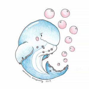 whale with pink bubbles feature