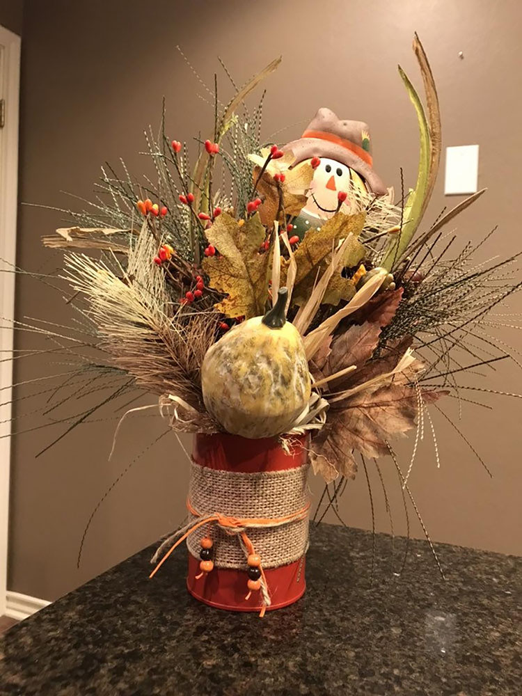 scarecrow floral centerpiece