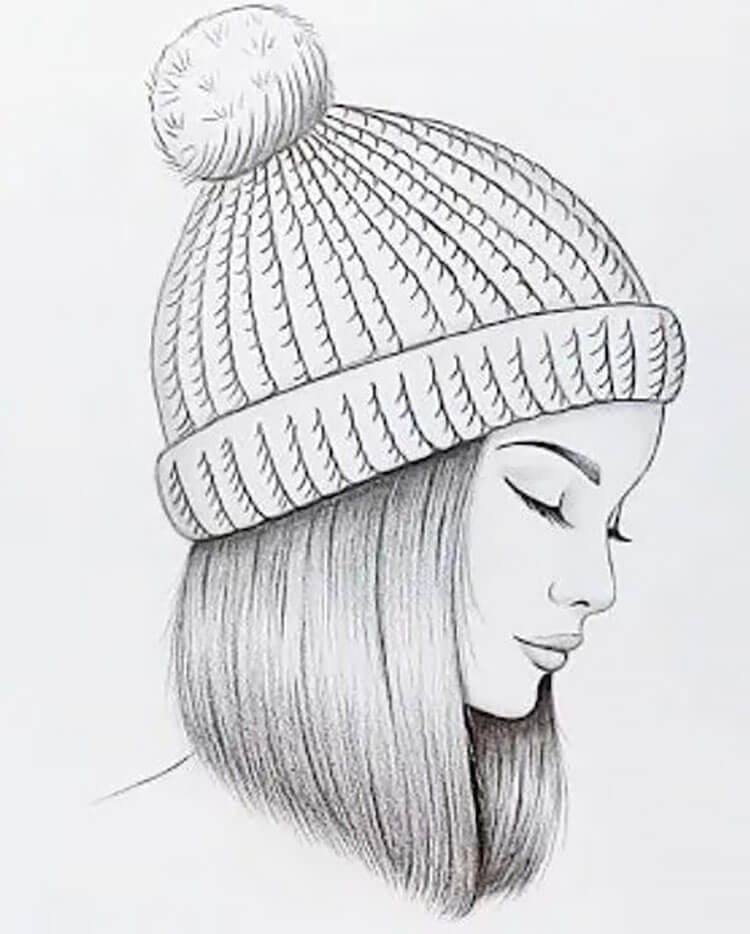 girl with beanie sketch