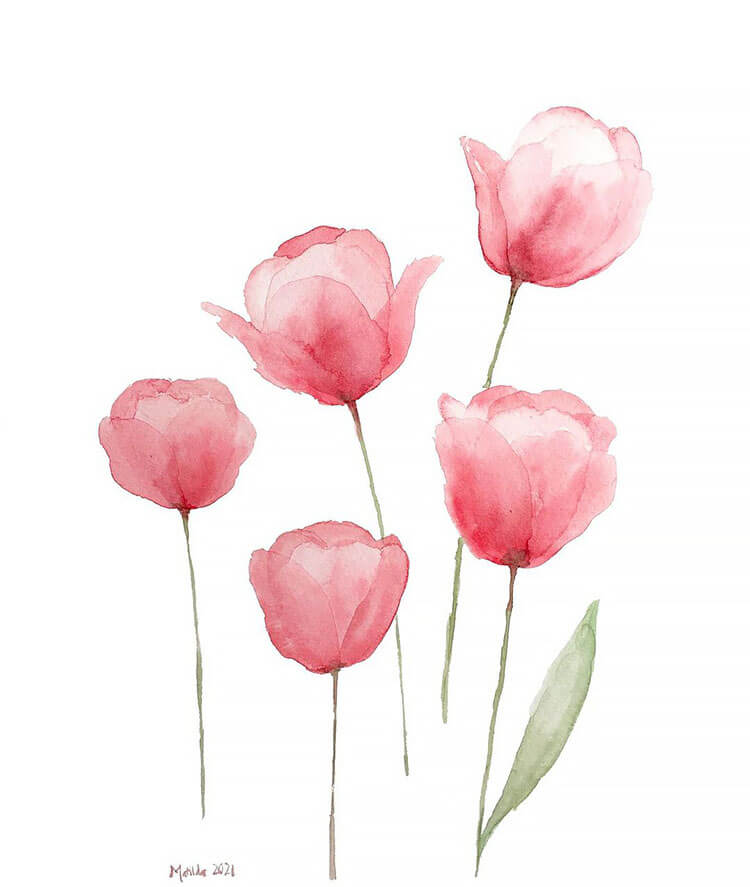 watercolor red flowers