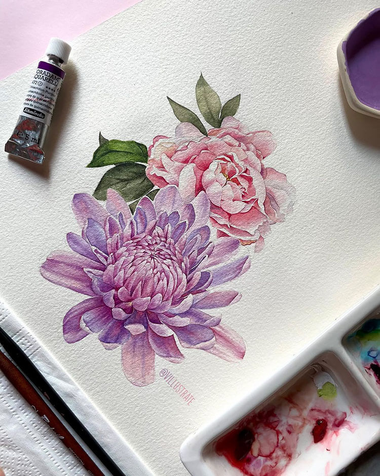 watercolor carnations