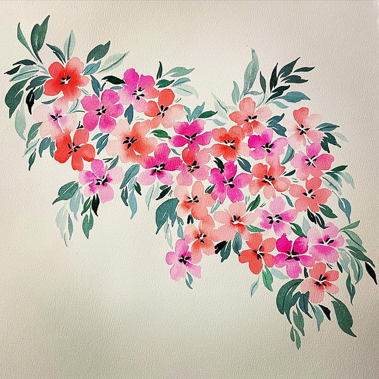 bright watercolor flowers