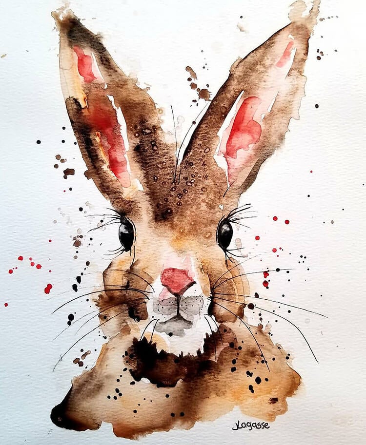 rabbit watercolor painting