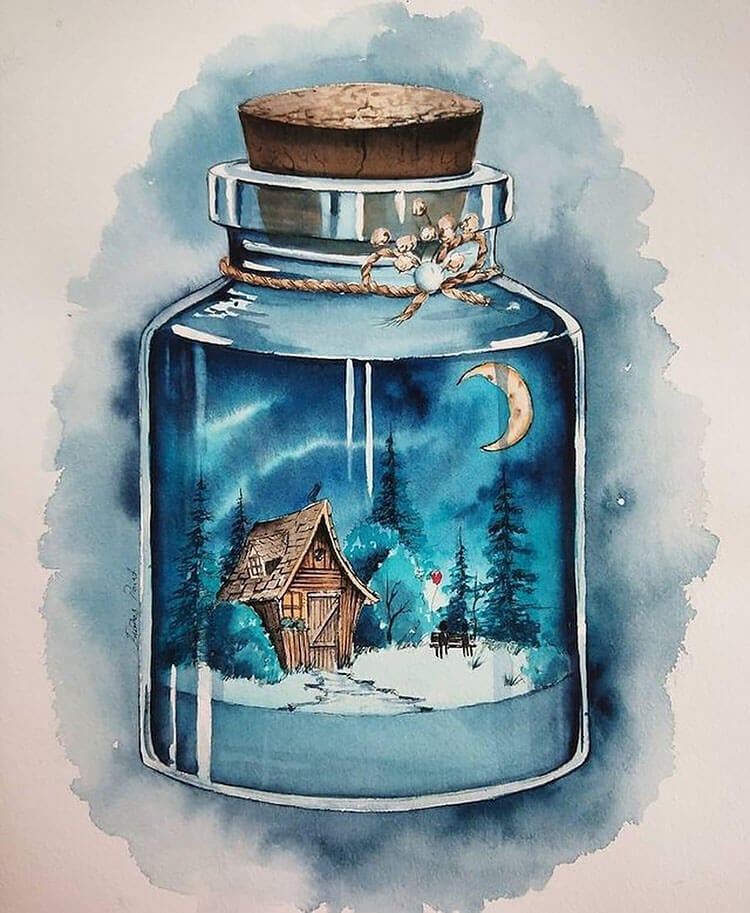 painting in a bottle watercolor painting