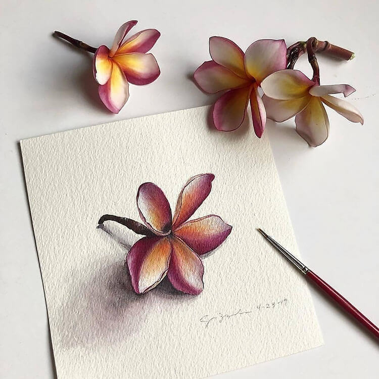 realistic flower watercolor painting