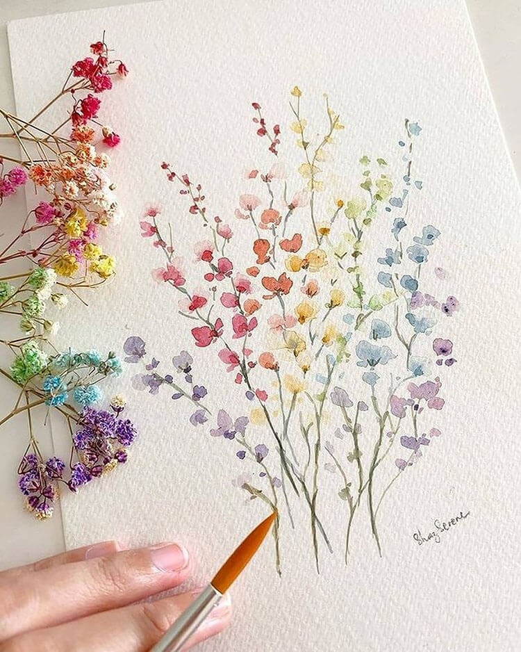 pastel flowers watercolor painting