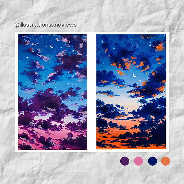 orange and purple night sky