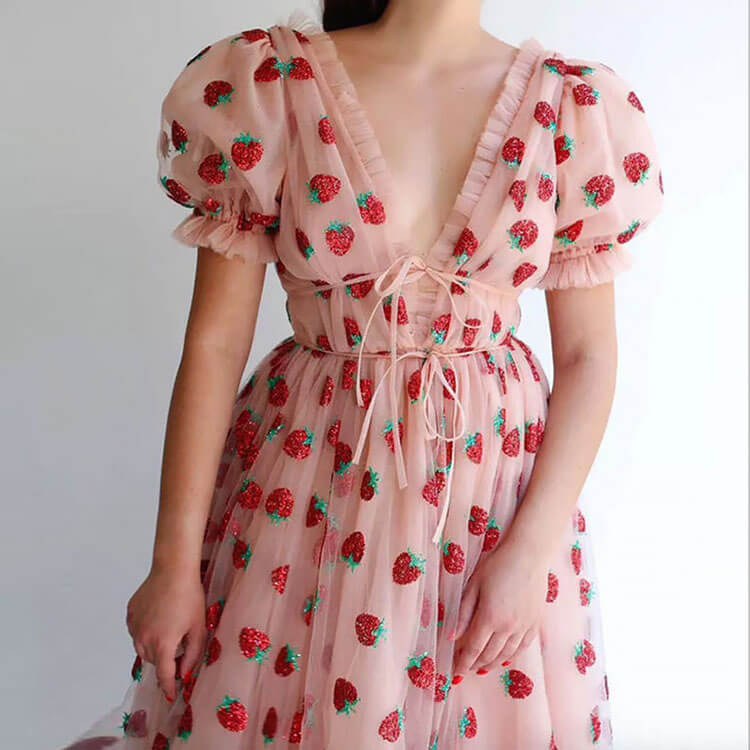 Strawberry Sequin Dress Cottagecore Outfit Ideas