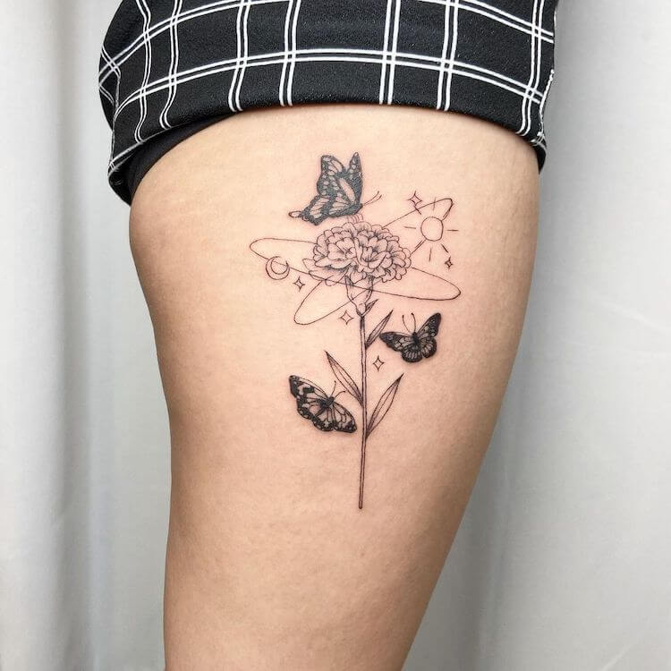 TRIPPINK Tattoos  Fine Linework Flower Tattoo preshading by pachacuti tattoo    Delicate floral designs are timeless Its simple serenity  soothes our senses and creates a memorable impression  one that