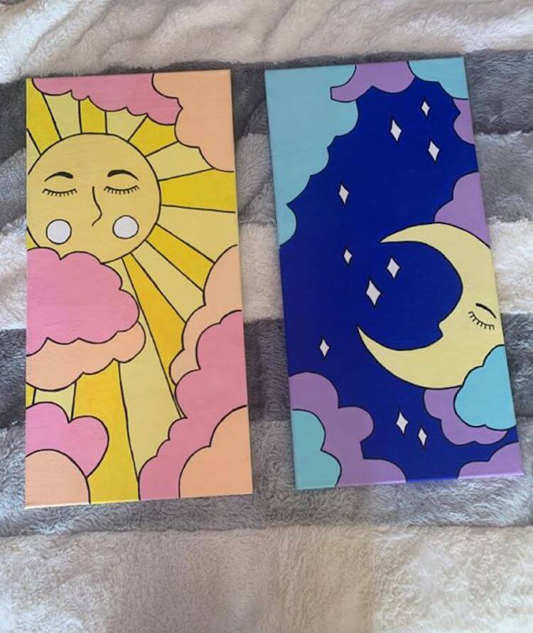 sun and moon acrylic painting
