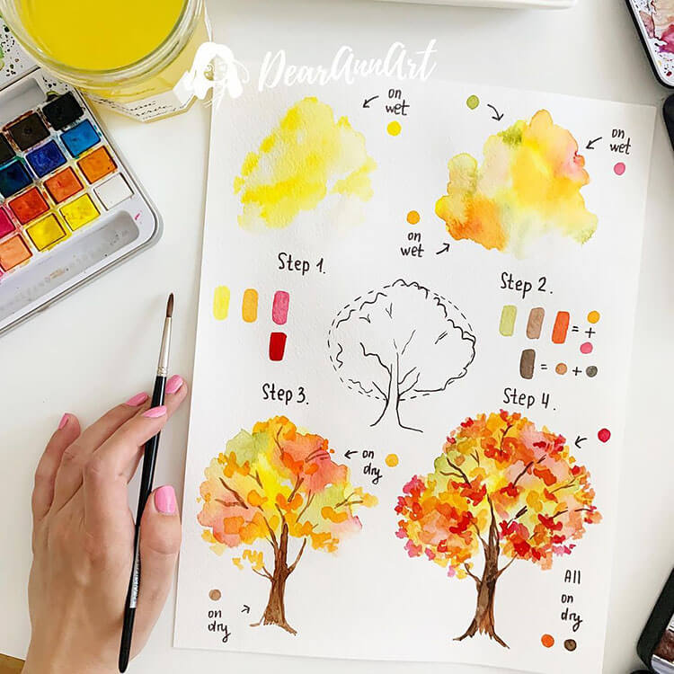 WATERCOLOR FALL TREE