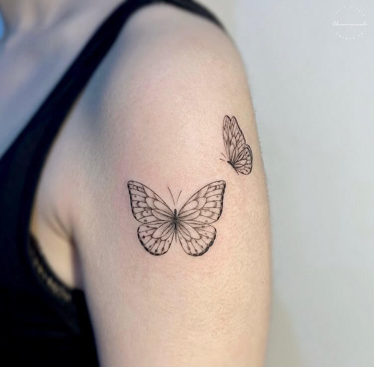 Butterflies on Shoulder tattoo