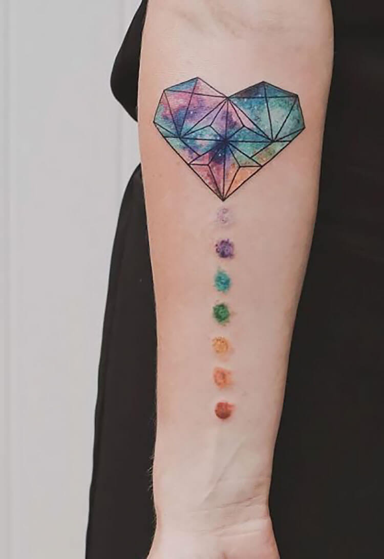 watercolor heart tattoo chakra