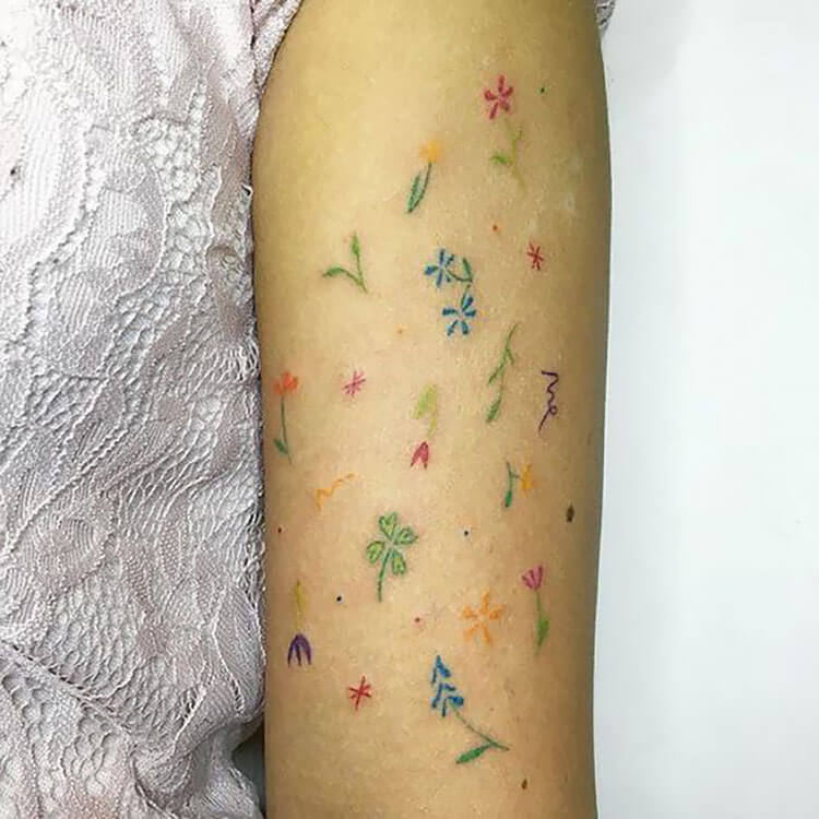 flower doodles colorful tattoo