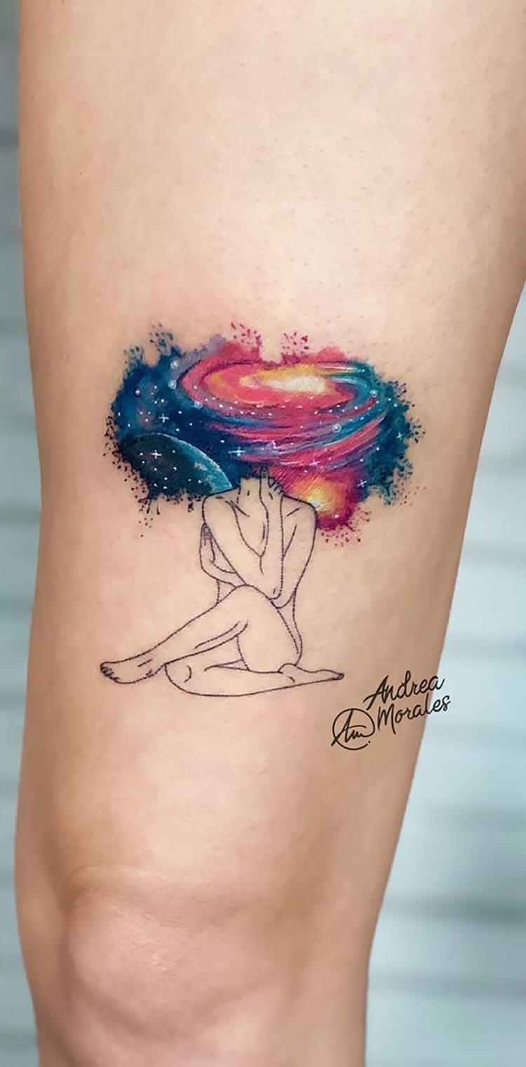 watercolor tattoo universe