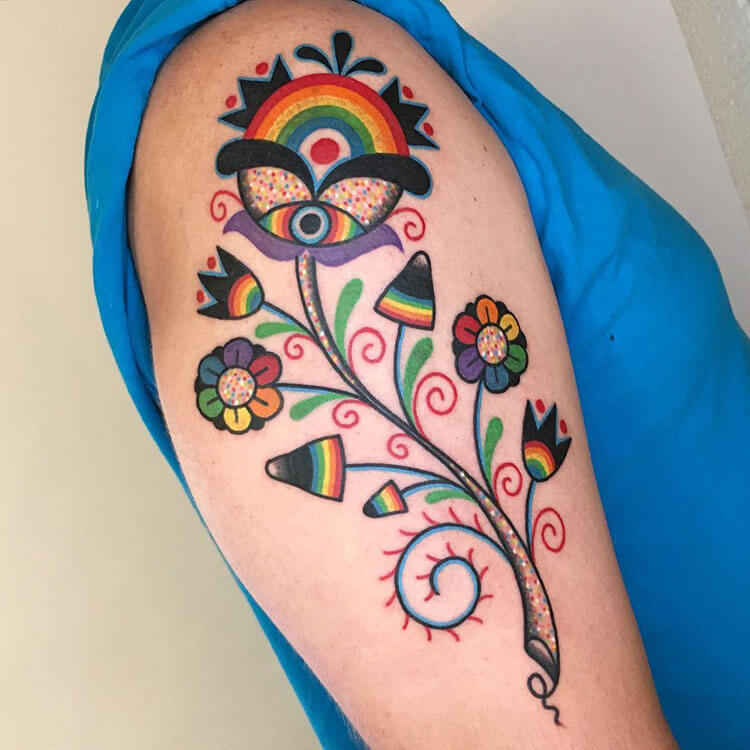 colorful flowers with eye