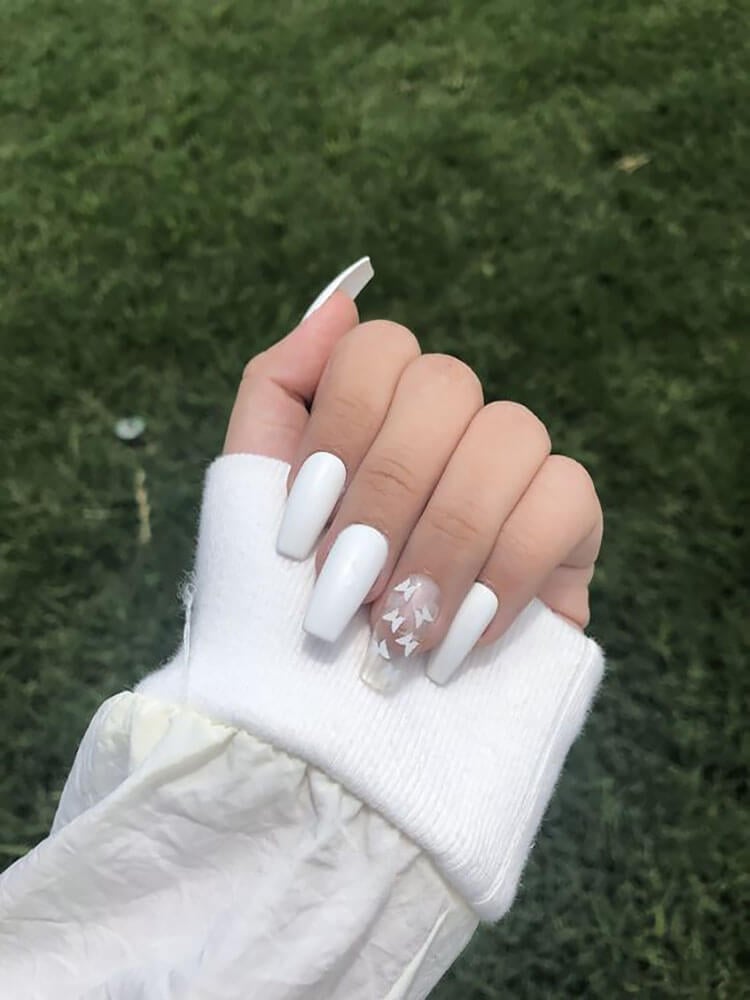 white butterfly nails