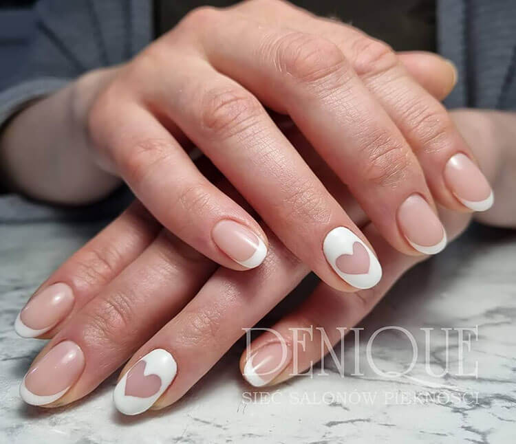 white heart nails