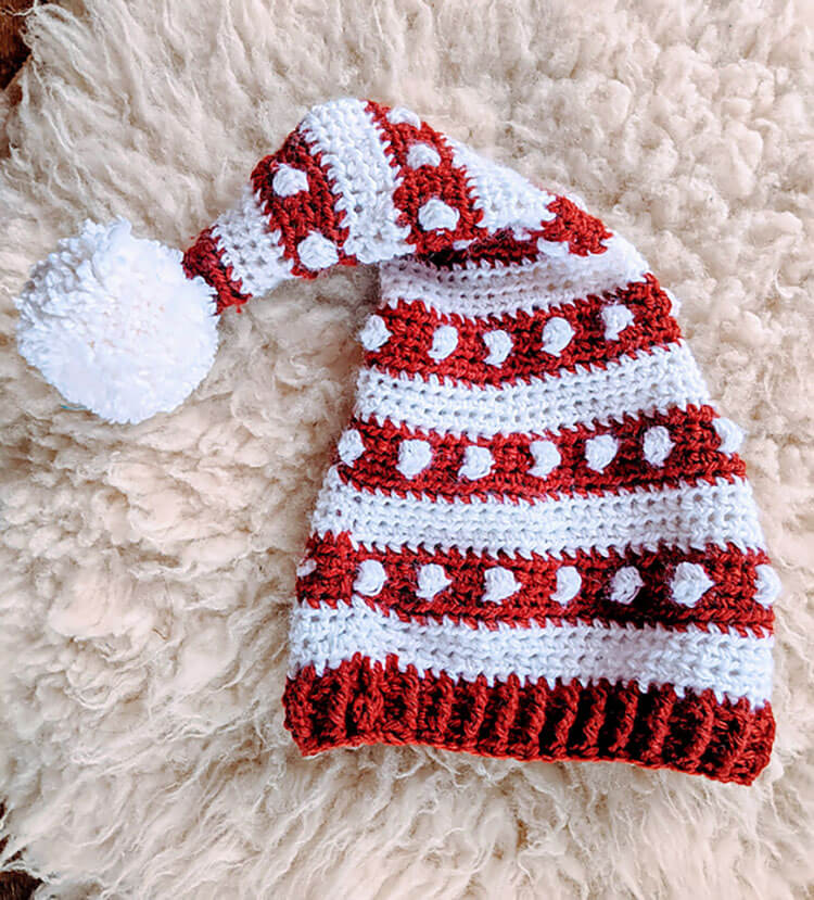 Bobbles and Stripes Santa Hat