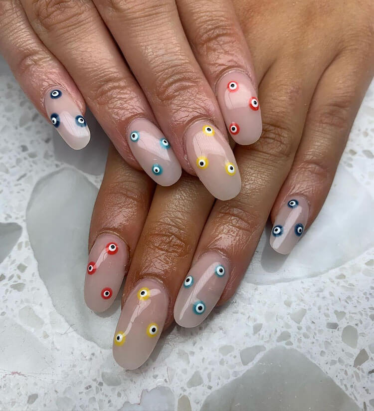 colorful evil eye nails