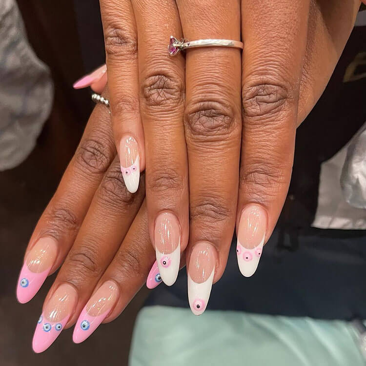 pink evil eye nails