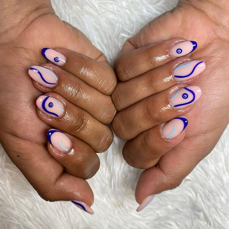 blue swirl nails